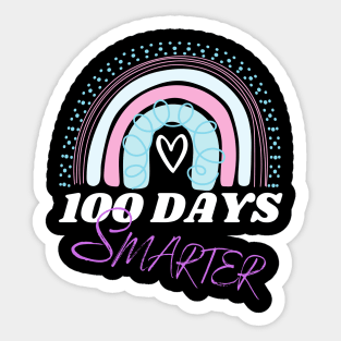 100 Days Smarter Happy 100th Day Of School Rainbow Sticker